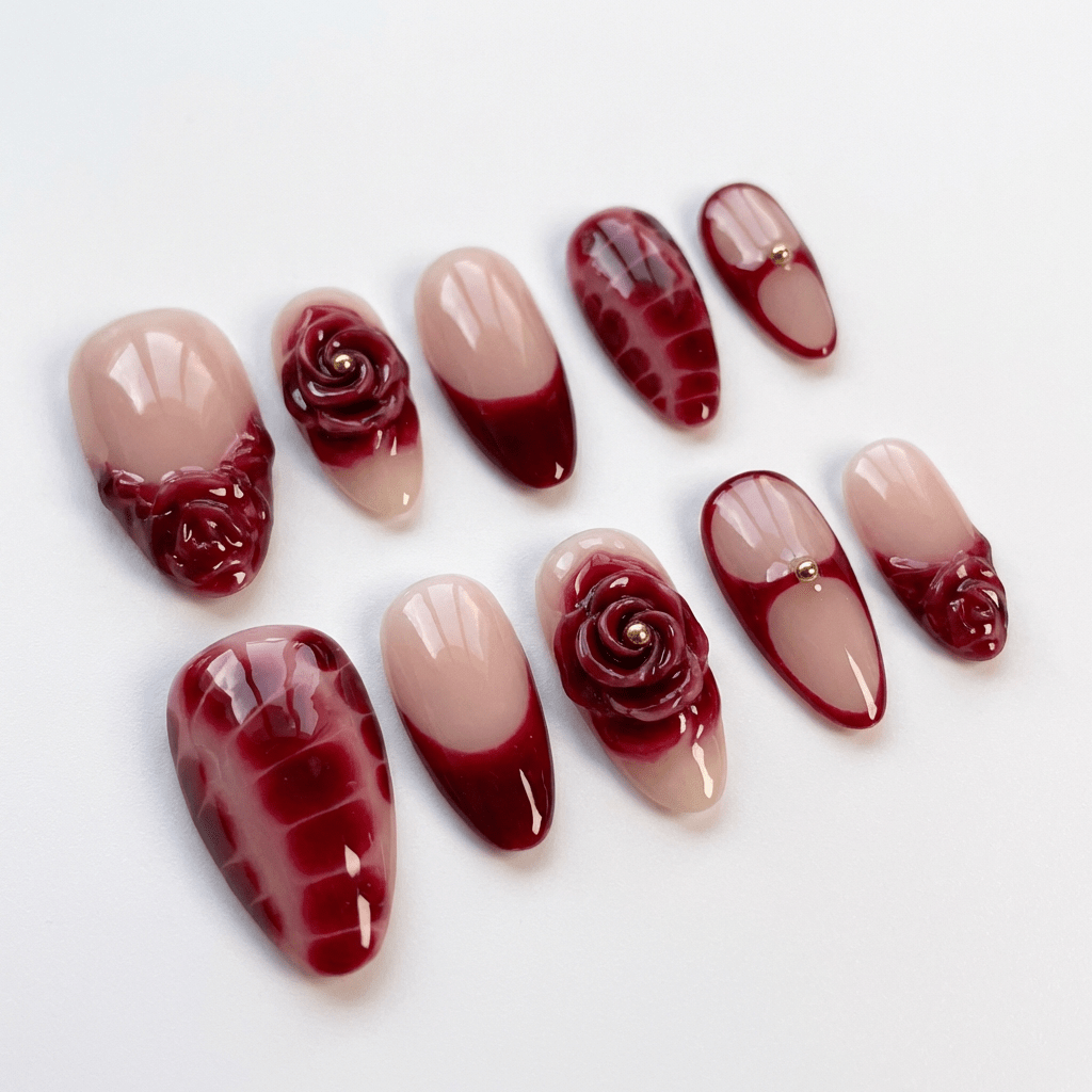 Hand-painted Halloween press-on nails by Handora
