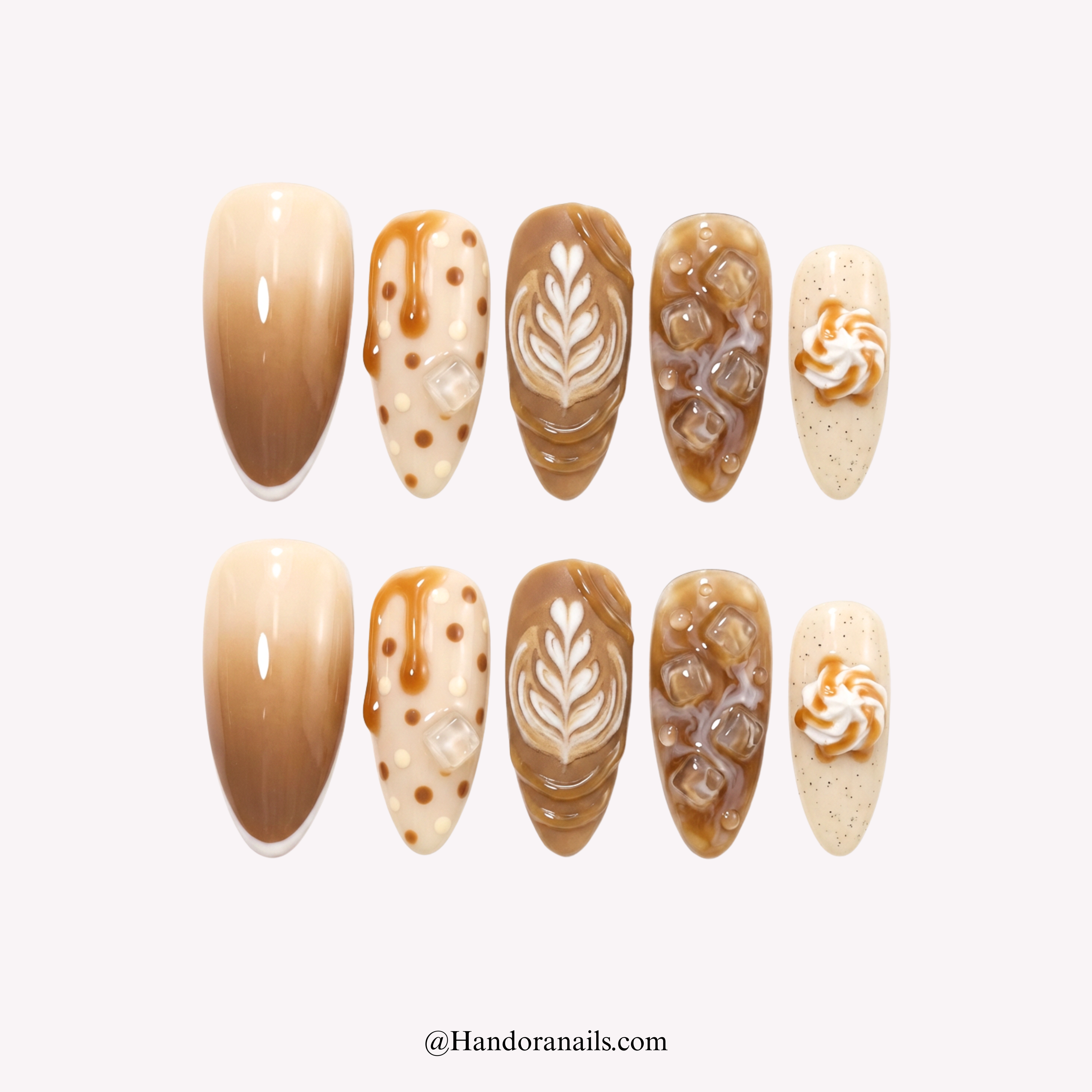 Vanilla Latte french tip press-on nails by Handora