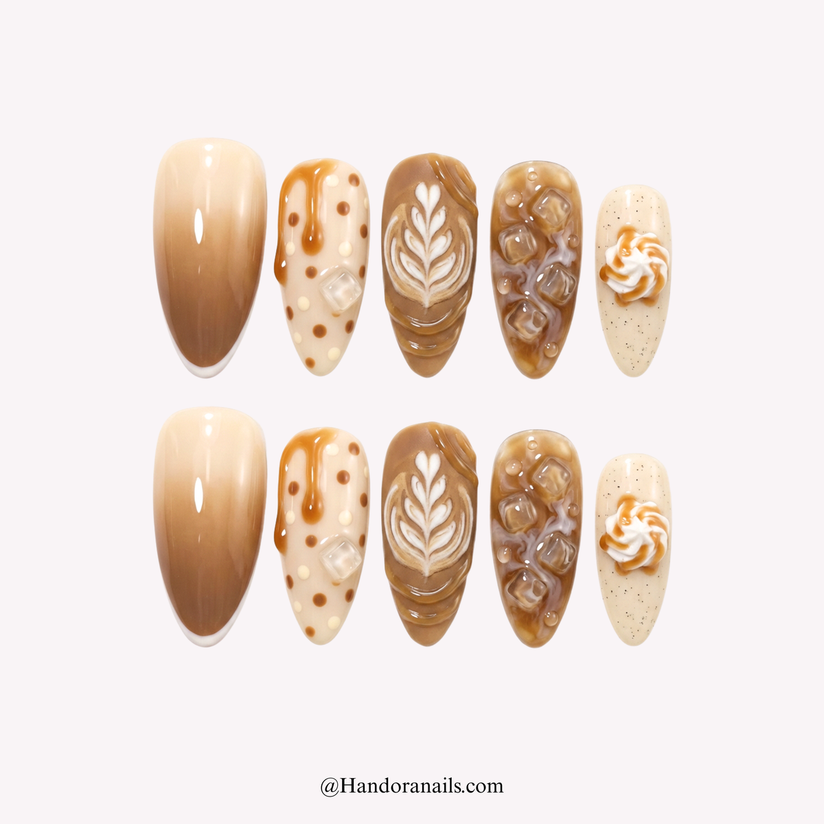 Vanilla Latte french tip press-on nails by Handora
