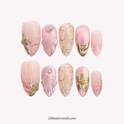 Golden Floral gold floral press-on nails by Handora