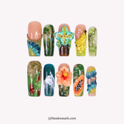 Tropical Jungle press-on nails by Handora