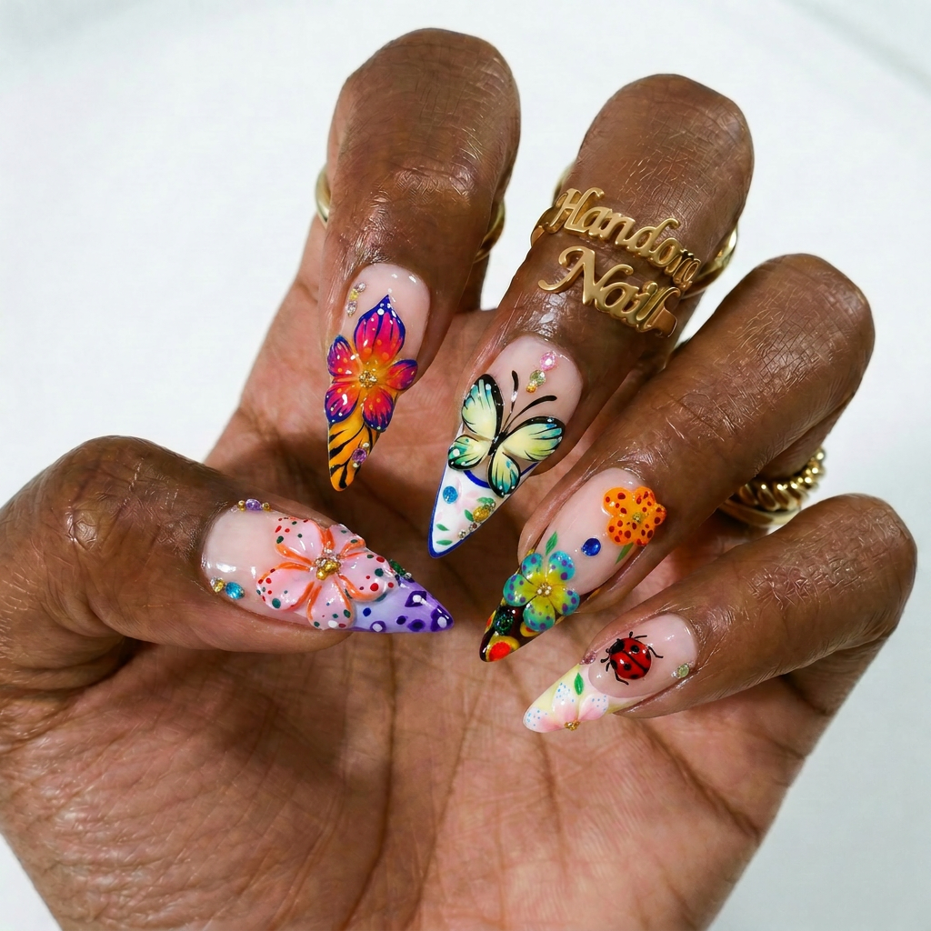 Blush Glaze press-on nails – design close-up by Handora