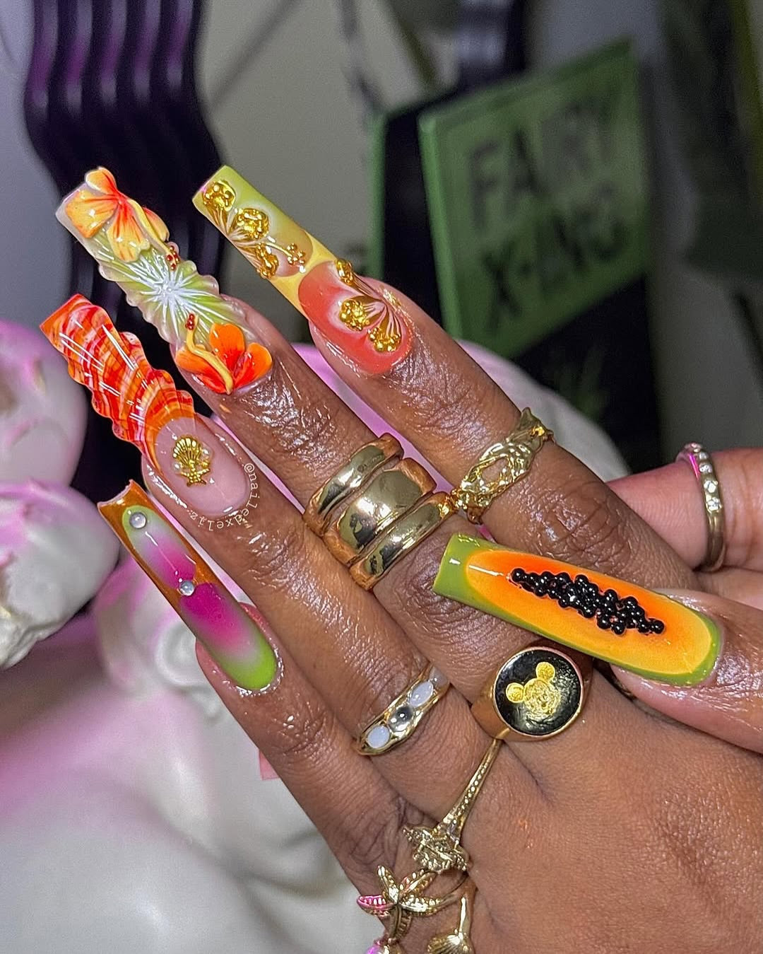 Papaya Bliss full press-on nail set – sizes XS–L by Handora