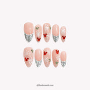 Frost Kiss press-on nails – stiletto shape, silver and white