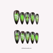 Silent Maiden press-on nails – stiletto shape, black and white