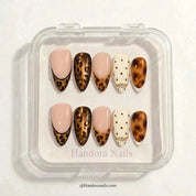 Amber Prowl winter press-on nails - in display box by Handora Nails