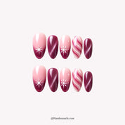 Berry Frost Cat Eye press-on nails – white background by Handora Nails