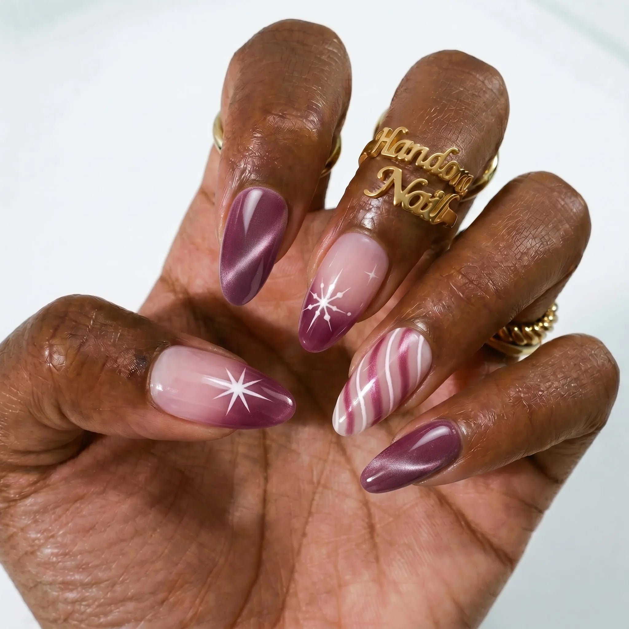 Berry Frost Cat Eye press-on nails – on hand by Handora Nails
