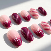 Berry Frost Cat Eye press-on nails – flat lay by Handora Nails