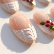 Berry Knit christmas press-on nails – close-up by Handora Nails