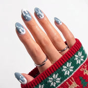 Blue Frost Christmas press-on nails - design view 2 by Handora Nails
