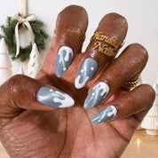 Blue Frost Christmas press-on nails - design view 3 by Handora Nails