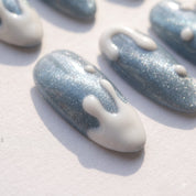 Blue Frost Christmas press-on nails - design view 7 by Handora Nails