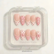 Blush Fair Isle Christmas press-on nails - in display box by Handora Nails