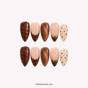 Bronze Croc winter press-on nails - white background by Handora Nails