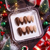 Bronze Croc winter press-on nails - in display box by Handora Nails