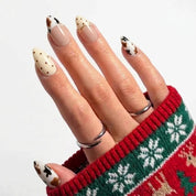 Calico Cream winter press-on nails - on hand by Handora Nails
