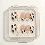 Calico Cream winter press-on nails - in display box by Handora Nails