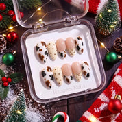 Calico Cream winter press-on nails - in display box by Handora Nails