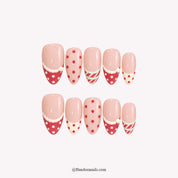 Candy Dot Christmas press-on nails - white background by Handora Nails