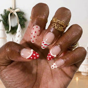 Candy Dot Christmas press-on nails - on hand by Handora Nails