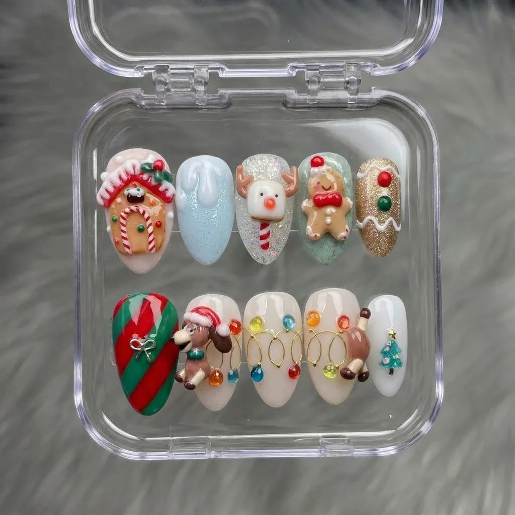 Candy Village Christmas press-on nails - design view 7 by Handora Nails