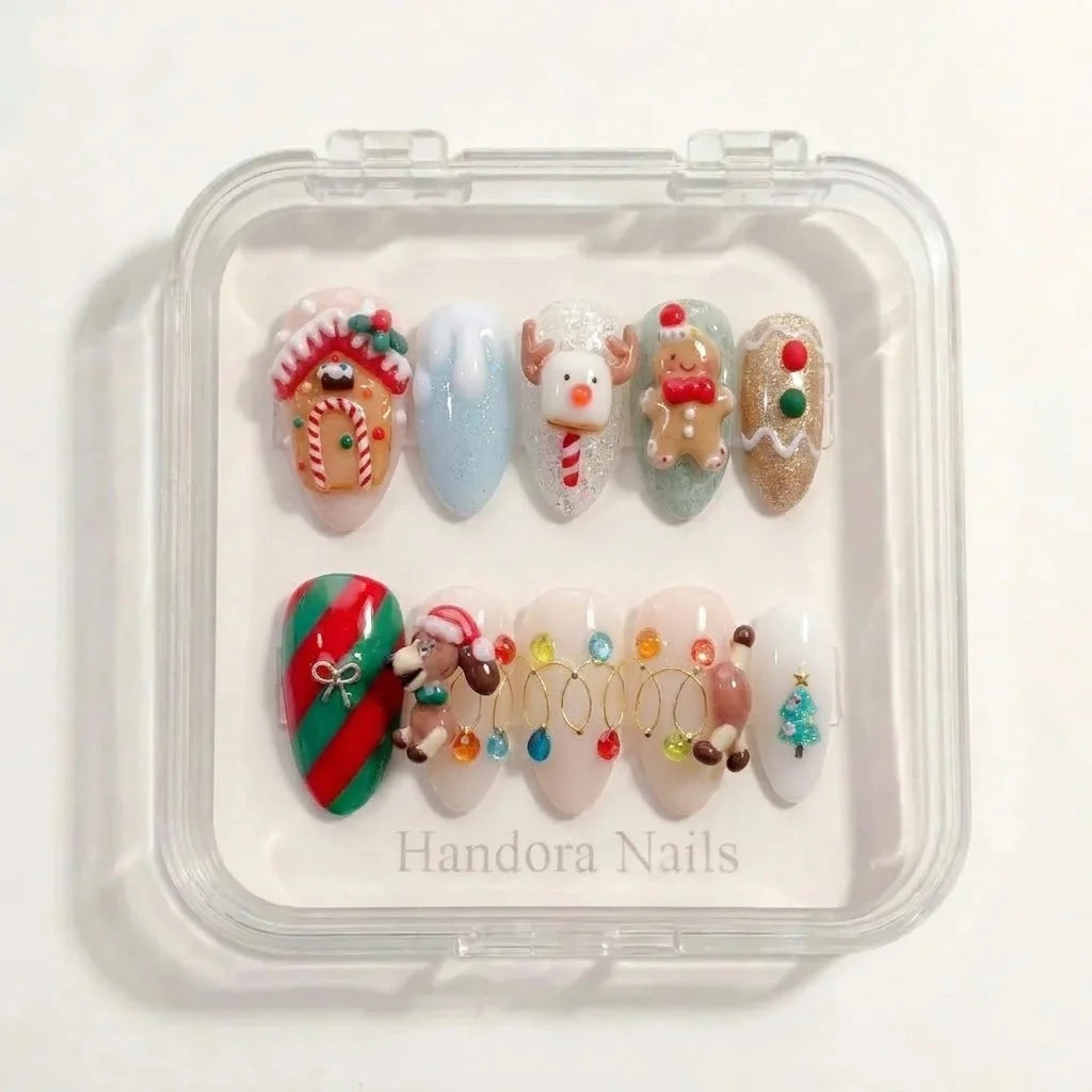 Candy Village Christmas press-on nails - design view 8 by Handora Nails