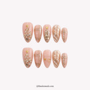 Champagne Wishes Christmas press-on nails - white background by Handora Nails