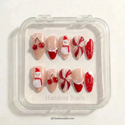 Cherry Snow Christmas press-on nails - design view 5 by Handora Nails