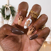 Choco Ginger Christmas press-on nails - design view 3 by Handora Nails