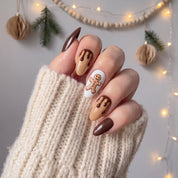 Choco Ginger Christmas press-on nails - design view 4 by Handora Nails
