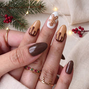 Choco Ginger Christmas press-on nails - design view 5 by Handora Nails