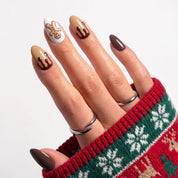 Choco Ginger Christmas press-on nails - design view 6 by Handora Nails