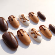 Choco Ginger Christmas press-on nails - design view 7 by Handora Nails