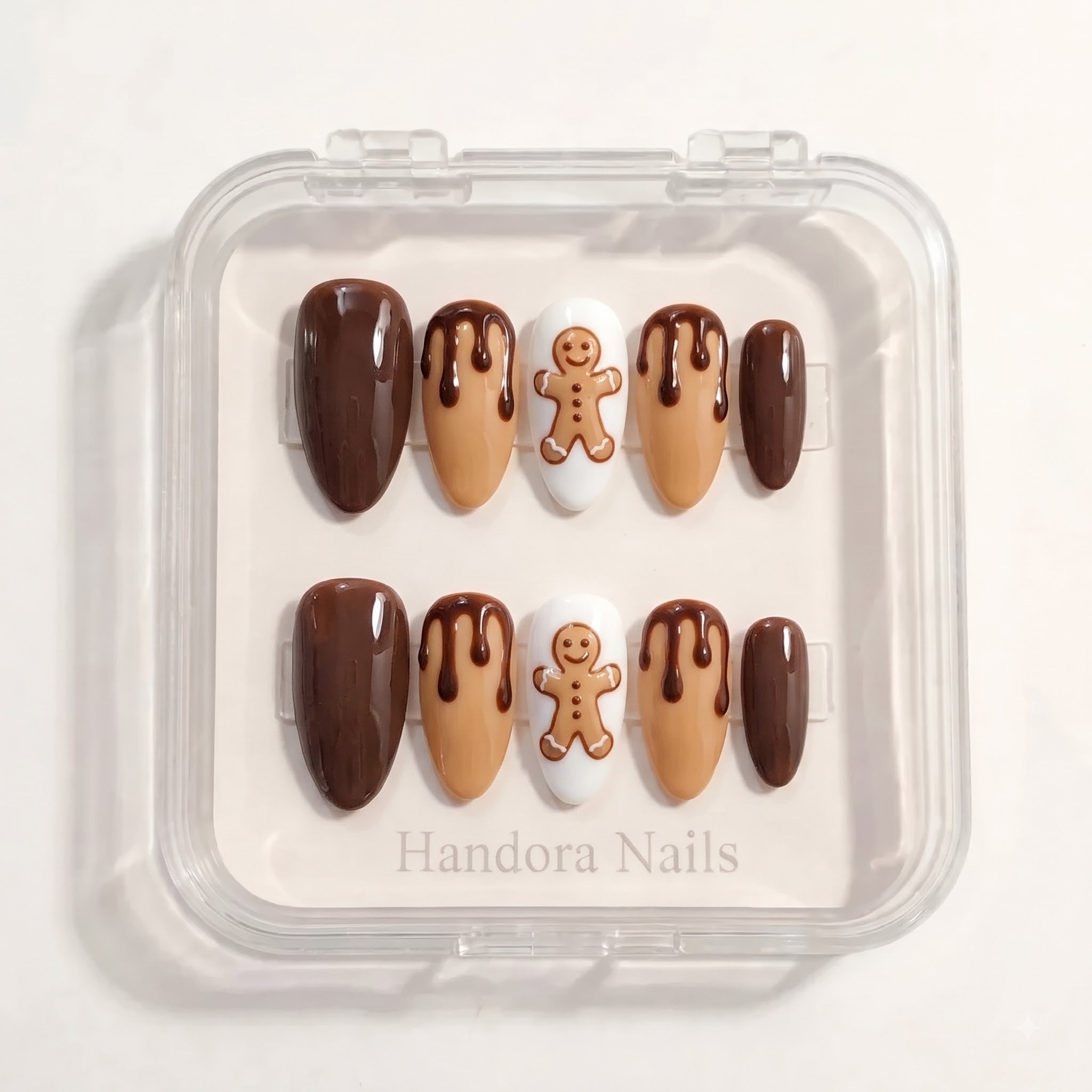 Choco Ginger Christmas press-on nails - design view 9 by Handora Nails