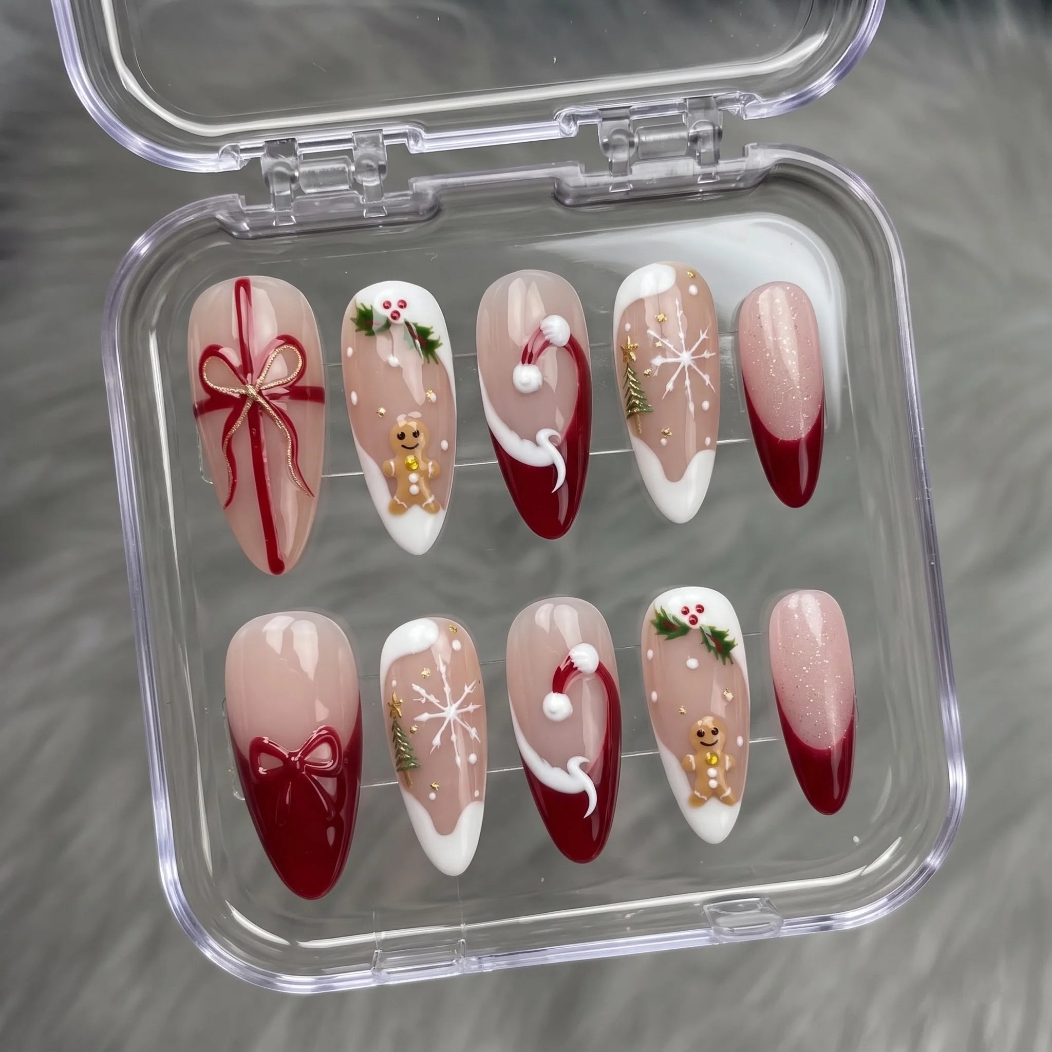 Christmas Morning Gingerbread press-on nails – in gift box by Handora Nails