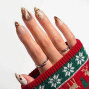 Cocoa Fawn winter press-on nails - on hand by Handora Nails