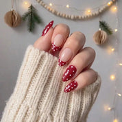 Cranberry Flurry Christmas press-on nails - design view 3 by Handora Nails