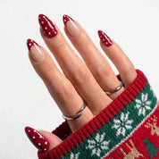 Cranberry Flurry Christmas press-on nails - design view 4 by Handora Nails