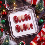Cranberry Flurry Christmas press-on nails - design view 7 by Handora Nails