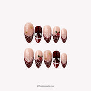 Crimson Web Christmas press-on nails – white background by Handora Nails