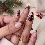 Crimson Web Christmas press-on nails – on hand by Handora Nails