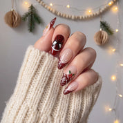 Crimson Web Christmas press-on nails – on hand by Handora Nails