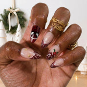 Crimson Web Christmas press-on nails – on hand by Handora Nails