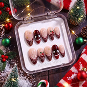 Crimson Web Christmas press-on nails – in gift box by Handora Nails