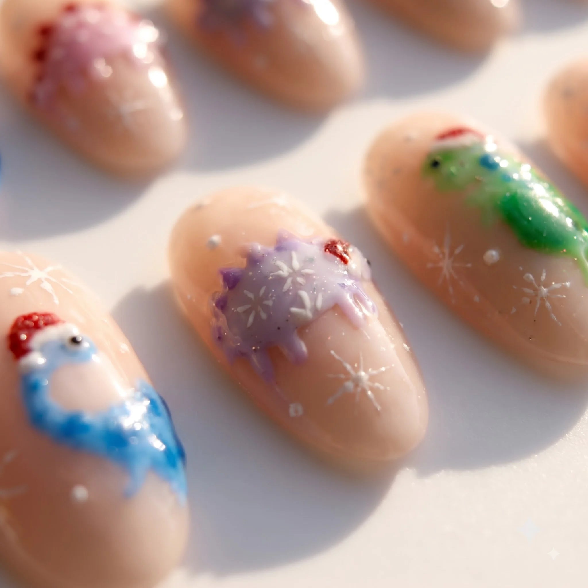 Dino Christmas Christmas press-on nails - design view 7 by Handora Nails