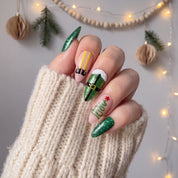 Elf Mode Christmas press-on nails - design view 5 by Handora Nails