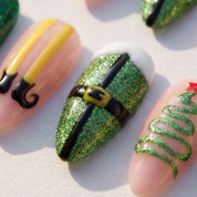Elf Mode Christmas press-on nails - design view 7 by Handora Nails