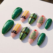 Elf Mode Christmas press-on nails - design view 8 by Handora Nails