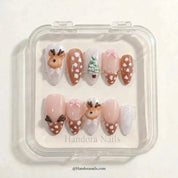 Fawn Forest Christmas press-on nails - design view 5 by Handora Nails